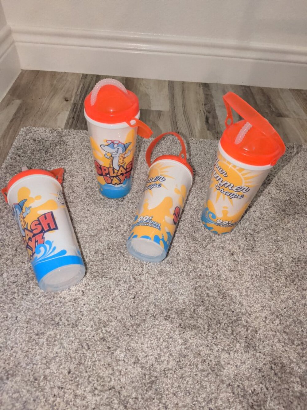 Lot of 4 Splash Dayz Waterpark 2026 Unlimited 99¢ Refill Souvenir Cups